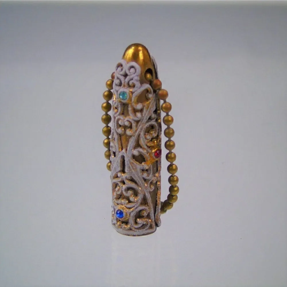 Art Deco Bullet Pen Jeweled With Filigree Keychain Vintage Ornate